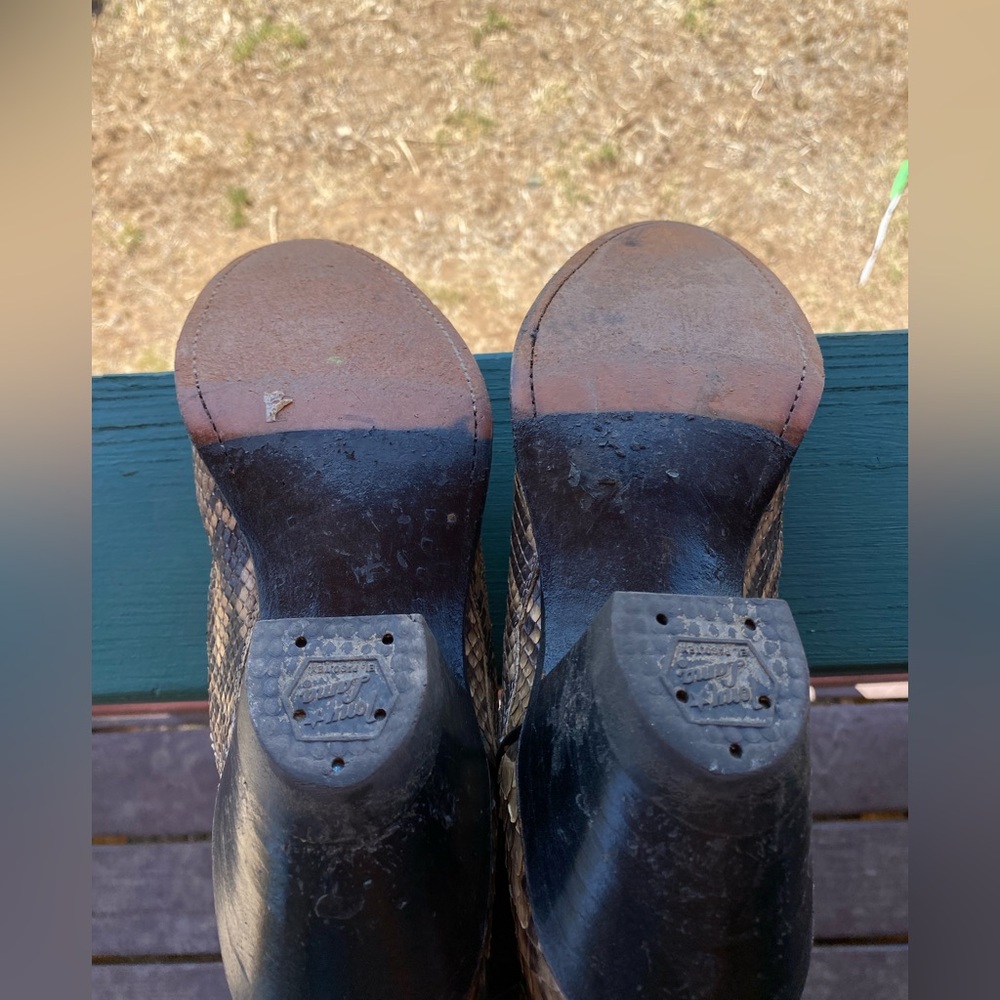 Tony Lama Brown and Yellow Heeled Boots - Picture 5 of 6